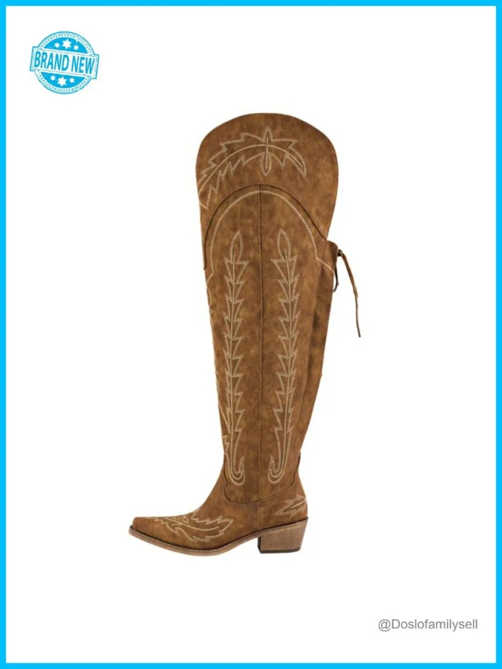 Thigh High Wide Calf Embroidered Western Cowboy Boots Over the Knee
